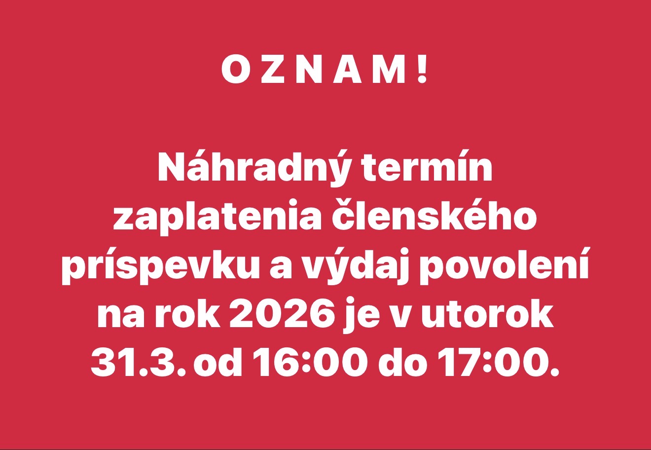 Náhradný termin výdaja povolení za rok 2026
